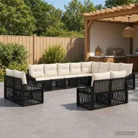 Prolenta Maison Exclusive - Ensemble de canapés de jardin, 12 pièces, 12 places, en résine tressée noire