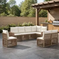 Prolenta Maison Exclusive - Ensemble de canapés de jardin, 8 pièces, 8 places, en résine tressée beige et crème