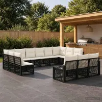 Prolenta Maison Exclusive - Ensemble de canapés de jardin, 13 pièces, 13 places, en résine tressée noire