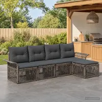 Prolenta Maison Exclusive - Ensemble de canapés de jardin, 5 pièces, gris, en résine tressée