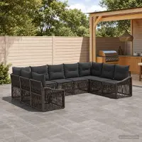 Prolenta Maison Exclusive - Ensemble de canapés de jardin, 9 pièces, gris, en résine tressée