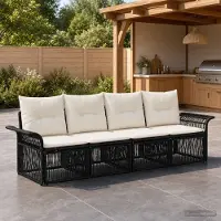 Prolenta Maison Exclusive - Ensemble de canapés de jardin, 4 pièces, en résine tressée noire