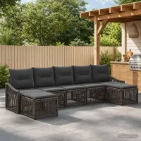 Prolenta Maison Exclusive - Ensemble de canapé de jardin, 7 pièces, 7 places, gris, en résine tressée