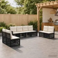 Prolenta Maison Exclusive - Ensemble de canapés de jardin, 8 pièces, 8 places, noir et crème
