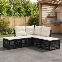 Prolenta Maison Exclusive - Ensemble de canapés de jardin, 5 pièces, modèle 5 places, couleur noire, en résine tressée (poly-rattan)