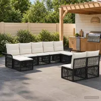 Prolenta Maison Exclusive - Ensemble de canapés de jardin, 9 pièces, 9 places, en résine tressée noire