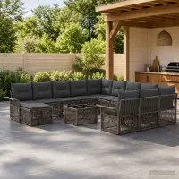 Prolenta Maison Exclusive - Ensemble de canapés de jardin, 13 pièces, 12 places, gris et gris foncé