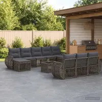 Prolenta Maison Exclusive - Ensemble de canapés de jardin, 11 pièces, gris et gris foncé, en résine tressée (poly-rattan)