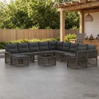 Prolenta Maison Exclusive - Ensemble de canapés de jardin, 12 pièces, 11 places, gris et gris foncé