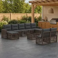 Prolenta Maison Exclusive - Ensemble de canapés de jardin, 10 pièces, gris et gris foncé, en résine tressée (poly-rattan)