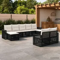 Prolenta Maison Exclusive - Ensemble de canapé de jardin, 9 pièces, en résine tressée noire et crème