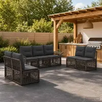 Prolenta Maison Exclusive - Ensemble de canapé de jardin, 7 pièces, 7 places, gris, en résine tressée
