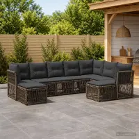 Prolenta Maison Exclusive - Ensemble de canapés de jardin, 9 pièces, gris, en résine tressée