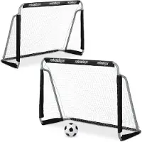 Relaxdays but de foot jardin, set de 2, enfants & adultes, HBT : 110 x 150 x 75 cm, métal, buts stables football, noir