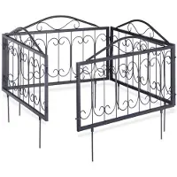 Relaxdays 12 clôtures de parterre en métal, bordures de parterre à enfoncer, éléments de clôture vintage avec ornements, H x L 34,5 x 56,5 cm, noir