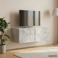 Prolenta Meuble TV mural exclusif, dimensions 59,5 x 31 cm, couleur gris béton, fabriqué en bois composite