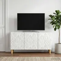 Prolenta Meuble TV exclusif - Dimensions : 99 x 34,5 x 50 cm - Couleur : blanc - Matériau : bois composite