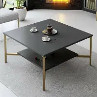 Dmora Mia - Table Basse, 80x80x40h cm Noir Anthracite, un Espace