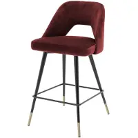Casa Padrino Chaise de bar de luxe rouge bordeaux / noir / laiton 50 x 50 x H. 90 cm - Tabouret de bar avec dossier
