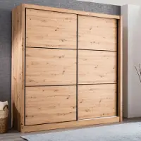 Dmora Dugnano - Grande Armoire, 213x216h cm Chêne Marron, Porte-manteau