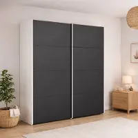 Dmora Paeng - Armoire 2 Portes, 182x220h cm Blanc, 5 Étagères