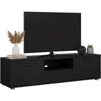 Dmora Charo - Meuble TV, 147x40x38 cm Noir, un Tiroir