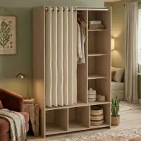 Dmora Jal - Grande Armoire, 105x180h cm Chêne Brun, 5 Étagères