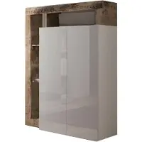 Dmora Cipresso - Armoire Multifonction 2 Portes, 78x116h cm Blanc Brillant, 4 Étagères, Fabriqué en Italie