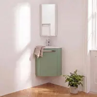 MOB-IN Ensemble lave-mains angle suspendu SKINO avec robinet et armoire d'angle