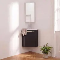 MOB-IN Ensemble lave-mains angle suspendu SKINO avec robinet et armoire d'angle