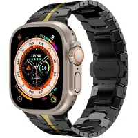 Wigento Bracelet de rechange en acier noir / or pour Apple Watch Series 9, 8, 7, 41 / 6, SE, 5, 4, 40 / 3, 2, 1, 38 mm - Montre connectée - Neuf