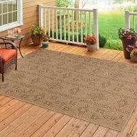HomebyHome Tapis Intérieur Extérieur Tissage Plat Aspect Sisal Naturel Imperméable Style Scandinave Boho, Taille: 120x170 cm