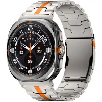 Wigento Pour Samsung Galaxy Watch Ultra 47mm Trois perles en alliage de titane de remplacement Smart Watch Bracelet Orange / Titane