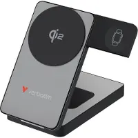 Verbatim Charge 'n' Go Qi2 3-in-1 Magnetic Wireless Power Bank, 10000 mAh, USB-C, Grey (10000 mAh, 30 W, 37 Wh), Chargeur de secours, Gris