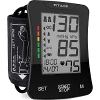 FITAGE - Tensiomètre médical - Moniteur de Pression Artérielle - Fréquence Cardiaque - Brassard 22 à 42cm - Noir