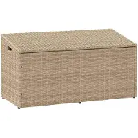 vidaXL Boîte de rangement de jardin Beige 110 x 50 x 58 cm Poly rotin