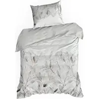 Eurofirany | Parure de lit - Garniture de lit - 140 x 200 cm - blanc gris - Linge de lit - 100 % coton - Feuilles