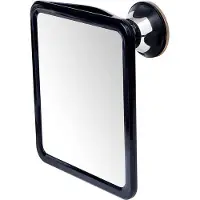 Famanu Miroir de douche anti-buée avec ventouse, 20 x 18 cm, noir