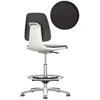 BIMOS Siège de travail Labsit haut, rembourrage SKINTEC, patins, L 450 x P 420 x H 520 - 770 mm, blanc
