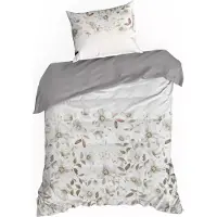 Eurofirany | Ensemble de literie - taie d'oreiller - beige - blanc - 140 x 200 cm - 100 % coton - parure de lit - à fleurs