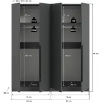 Ebuy24 Kopenhagen armoire de rangement 4 portes anthracite.