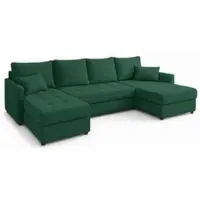 AX Living Canapé d'angle grand Dolceo 287 Canapé vert foncé avec fonction sommeil