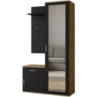 AX Living Garde-robe avec miroir Magnola - 100 cm de large, Artisan & Noir