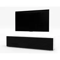 AX Living Zivolli Buffet bas 160 cm Blanc Façade à lamelles noires