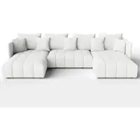 AX Living Canapé U avec fonction sommeil Veliro U blanc 345cm de large