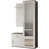 AX Living Garde-robe avec miroir Magnola - 100 cm de large, Gris & Blanc