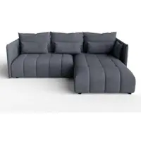 AX Living Canapé d'angle gris foncé avec fonction couchage et coffre de rangement Cosmova 248