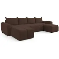 AX Living Canapé d'angle grand Ferrande 317 cm - Canapé marron avec fonction sommeil & structure