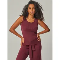 YOU LOOK PERFECT Tops en tricot 'TOP BLOSSOM - Geripptes Merino Top mit Rundhals' bordeaux