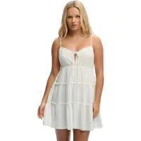 Superdry Cheesecloth Tiered Mini Sleeveless Short Dress Blanc M Femme